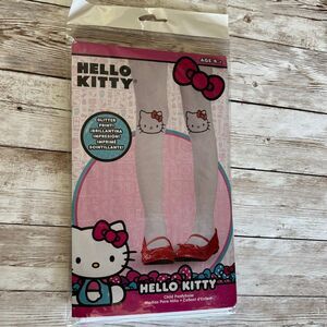NWT HELLO KITTY Girl’s Tights Age 4+ White Kitty Red Glitter Bow New in Package